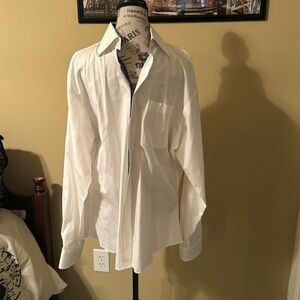 Custom made White cotton dress shirt 16.75 neck x 36.5 sleeve, 48 chest.